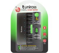 UNIROSS Chargeur RAPIDE pour 1 à 8 Piles Ni-MH 1.2V AA AAA