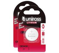 UNIROSS Lot de 2 Packs de 1 Pile Lithium CR2450, 3V