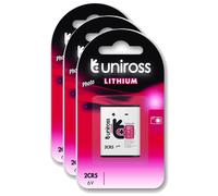 UNIROSS Lot de 3 Packs de 1 Pile Lithium 2CR5, 6V