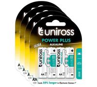UNIROSS Lot de 4 Packs de 4 Piles Alcalines AA-LR6 Power Plus 1,5V