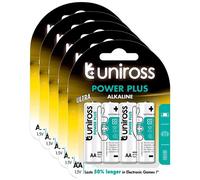 UNIROSS Lot de 5 Packs de 4 Piles Alcalines AA-LR6 Power Plus 1,5V