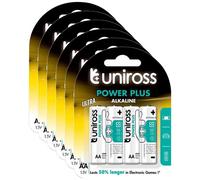 UNIROSS Lot de 6 Packs de 4 Piles Alcalines AA-LR6 Power Plus 1,5V