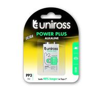 UNIROSS Pack de 1 Pile Alcalines 6LR61 Power Plus 9V