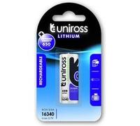 UNIROSS Pack de 1 Pile Rechargeable RCR123A LIR16340 LITHIUM 650mAh, 12V