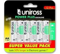 Uniross Pack de 12 Piles Alcalines AA-LR6 Power Plus 1,5V