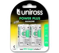 UNIROSS Pack de 2 Piles Alcalines C-LR14 Power Plus 1,5V
