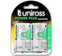 UNIROSS Pack de 2 Piles Alcalines D-LR20 Power Plus 1,5V