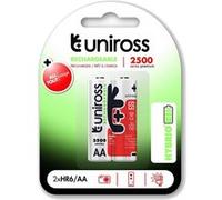 UNIROSS Pack de 2 Piles Rechargeable AA/HR6 2500 NIMH HYBRIO, 1.2V