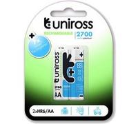 UNIROSS Pack de 2 Piles Rechargeable AA/HR6 2700 NIMH HYBRIO, 1.2V