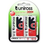 2 Piles Rechargeables D / HR20 3000mAh Uniross Premium Accu