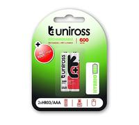 2 Piles Rechargeables AAA / HR03 600mAh Uniross Premium Accu