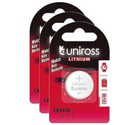 Uniross Pack de 3 Piles Lithium CR2450, 3V