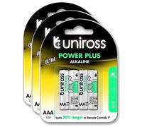 Uniross Pack de 3 x 4 Piles Alcalines AAA-LR03 Power Plus 1,5V