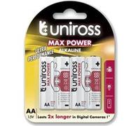 UNIROSS Pack de 4 Piles Alcalines AA-LR6 Max Power High Tech 1,5V