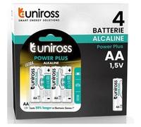 UNIROSS Pack de 4 Piles Alcalines AA-LR6 Power Plus 1,5V