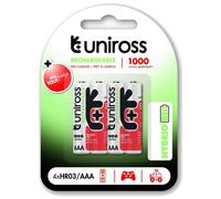 UNIROSS Pack de 4 Piles Rechargeable AAA/HR03 1100 NIMH HYBRIO, 1.2V