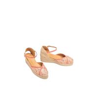 UNISA Alpargata Femme Coral, Taille 38, Daim et Cuir, Talon Compensé, Fermeture à Boucle, Bout Rond, Confort