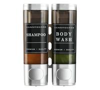 unisence Distributeur de shampooing et d'après-shampoing, 2 Chambres, sans perçage, Distributeur de shampooing Mural pour Douche, Distributeur de Gel Douche Mural pour Salle de Bain, hôtel, Grande