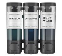 Unisense Distributeur de shampooing et d'après-shampoing, distributeur de savon de douche à 3 chambres, sans perçage, distributeur de shampooing mural pour douche, distributeur de douche mural pour