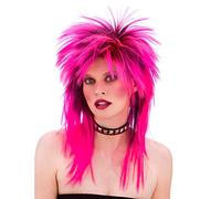 Unisex 80's Retro Hot Pink Rocker Wig by Wicked Wicked