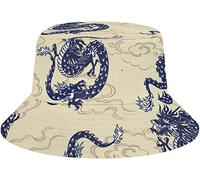Unisex Chapeau de Plage Dragon Bleu Pecheur Chapeaux Casual Bobs Homme pour Chasse Camping Adultes