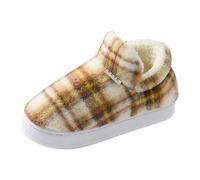 Unisex Closed Toe Plush Warm Cotton Slippers Fashionable And Casual Round Toe Slip On Slippers For Home And Outdoor Wear Sandales Plates Noires Pour Femmes Habillées (Yellow, 36)