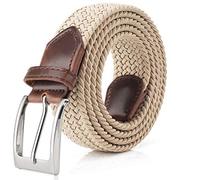 Unisex Elastic Tressé Ceinture pour hommes et femmes,Vintage Tissu Élastique Tissé Tressé Ceinture pour Sports,Voyages,L,115cm (taille 90-100cm),Beige