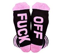 Unisex FUCK OFF Socks Funny Socks Fun Socks Casual Cotton Ribbed Knit Half Crew Socks April Fool Day's Joke Socks Novelty Gifts for Women Men