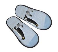 Unisex Hiver Pantoufles Manchot de l'Antarctique marchant sur la neige Chausson Maison Légère Chaussons Homme pour Homme Adulte Intérieur M