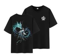 Unisex Honkai Splash Art and Path Double Side Graphic 100% Cotton Medium Weight Short Sleeve T Shirt