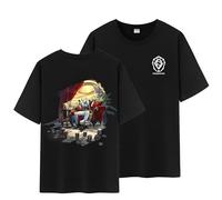 Unisex Honkai Splash Art and Path Double Side Graphic 100% Cotton Medium Weight Short Sleeve T Shirt