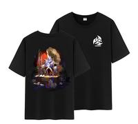 Unisex Honkai Splash Art and Path Double Side Graphic 100% Cotton Medium Weight Short Sleeve T Shirt