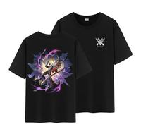 Unisex Honkai Splash Art and Path Double Side Graphic 100% Cotton Medium Weight Short Sleeve T Shirt