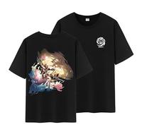 Unisex Honkai Star Rail Splash Art and Path Double Side Graphic 100% Cotton Medium Weight Short Sleeve T Shirt