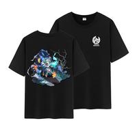 Unisex Honkai Star Rail Splash Art and Path Double Side Graphic 100% Cotton Medium Weight Short Sleeve T Shirt