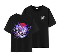 Unisex Honkai Star Rail Splash Art and Path Double Side Graphic 100% Cotton Medium Weight Short Sleeve T Shirt