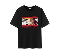 Unisex Japanese Anime Cotton T-Shirt,Going Merry's Member Graphic Luffy Pattern Short Sleeve Tee Shirt