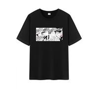 Unisex Japanese Anime Cotton T-Shirt,Going Merry's Member Graphic Luffy Pattern Short Sleeve Tee Shirt