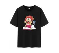 Unisex Japanese Anime Cotton T-Shirt,Going Merry's Member Graphic Luffy Pattern Short Sleeve Tee Shirt