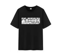 Unisex Japanese Anime Cotton T-Shirt,Going Merry's Member Graphic Luffy Pattern Short Sleeve Tee Shirt
