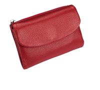 Unisex Leather Wallet, 5.3In Short Genuine Leather Coin Card Holder with Money Clip for Coins and Cards, Small Compact Bifold Pocket Purse Multicolor, for Men & WOME (Red)