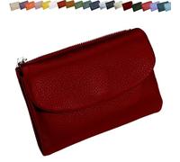 Unisex Pebble Leather Wallet, Small Wallets for Women, Genuine Leather Coin and Card Wallet, Unisex Clutch Bags (Deep Red)
