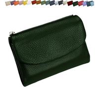 Unisex Pebble Leather Wallet, Small Wallets for Women, Genuine Leather Coin and Card Wallet, Unisex Clutch Bags (Dark Green)