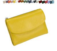 Unisex Pebble Leather Wallet, Small Wallets for Women, Genuine Leather Coin and Card Wallet, Unisex Clutch Bags (Yellow)