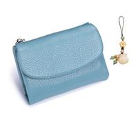 Unisex Pebble Leather Wallet, Small Wallets Woman with RFID Blocking, Full Grain Leather Purse with Coin Holder, Credit Card Slots & Zippered Pockets, Natural Stone Texture, Multicolor (16PC)