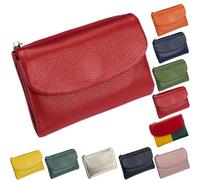 Unisex Pebble Leather Wallet, Soft Wallets for Women, Travel Card Holder, Mens Wallet, Small Compact Bifold Pocket Purse, 5.3in Short Genuine Leather Coin Card Holder (Red)
