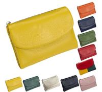 Unisex Pebble Leather Wallet, Soft Wallets for Women, Travel Card Holder, Mens Wallet, Small Compact Bifold Pocket Purse, 5.3in Short Genuine Leather Coin Card Holder (Yellow)