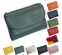 Unisex Pebble Leather Wallet, Soft Wallets for Women, Travel Card Holder, Mens Wallet, Small Compact Bifold Pocket Purse, 5.3in Short Genuine Leather Coin Card Holder (Green)