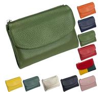 Unisex Pebble Leather Wallet, Soft Wallets for Women, Travel Card Holder, Mens Wallet, Small Compact Bifold Pocket Purse, 5.3in Short Genuine Leather Coin Card Holder (Light Green)