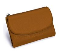 Unisex Pebble Real Leather Wallet, Dual Zipper Coin Purse, Ultra Thin Clutch Purses for Women, Multicolor, for Men & Women (Brown)